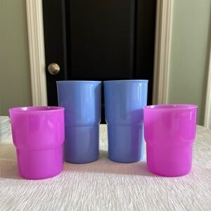 VTG Tupperware Set of 4 2-12oz tumblers & 2-8oz juice cups Stackable